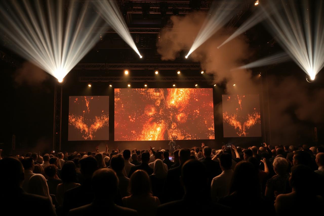 Evento corporativo com painel de LED